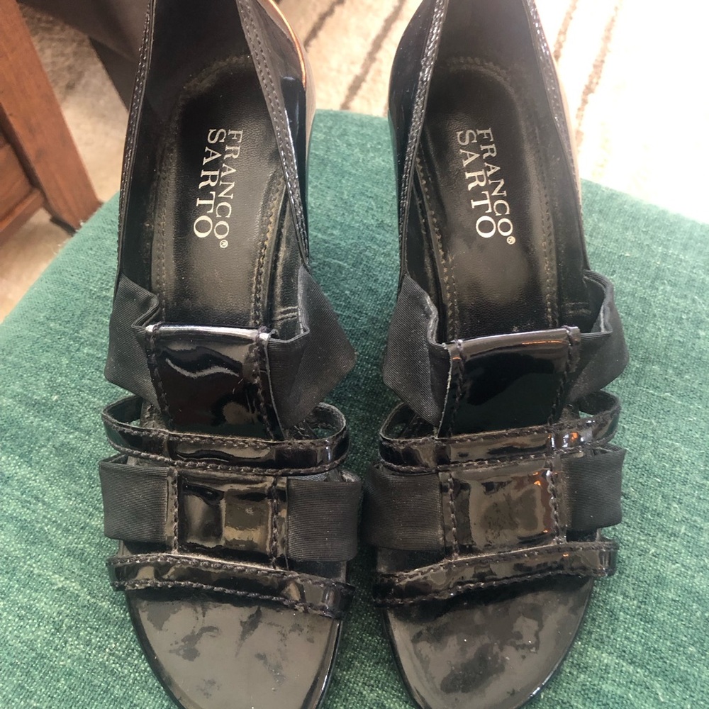 Franco Sarto Black Heeled Sandals with Strappy Design